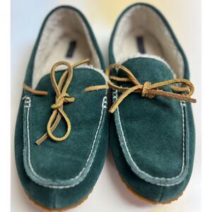 Lands' End green suede moccasins. Size 9 men's.
